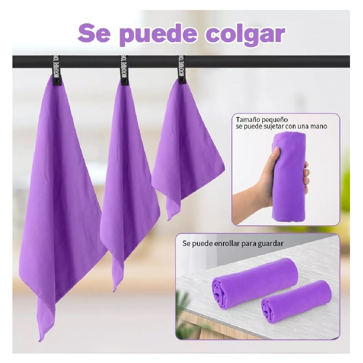 Toalla De Microfibra Secado Rápido Toalla Deportiva Para Gym Violeta