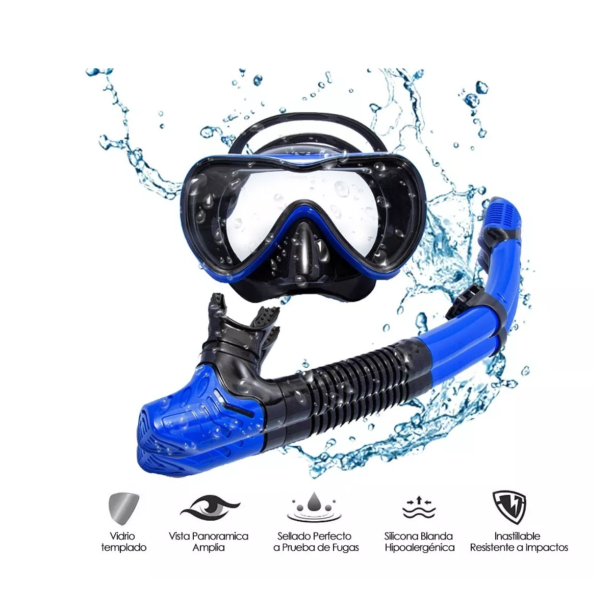 Mascara De Snorkel Visores Buceo 180º Lentes Anti Niebla