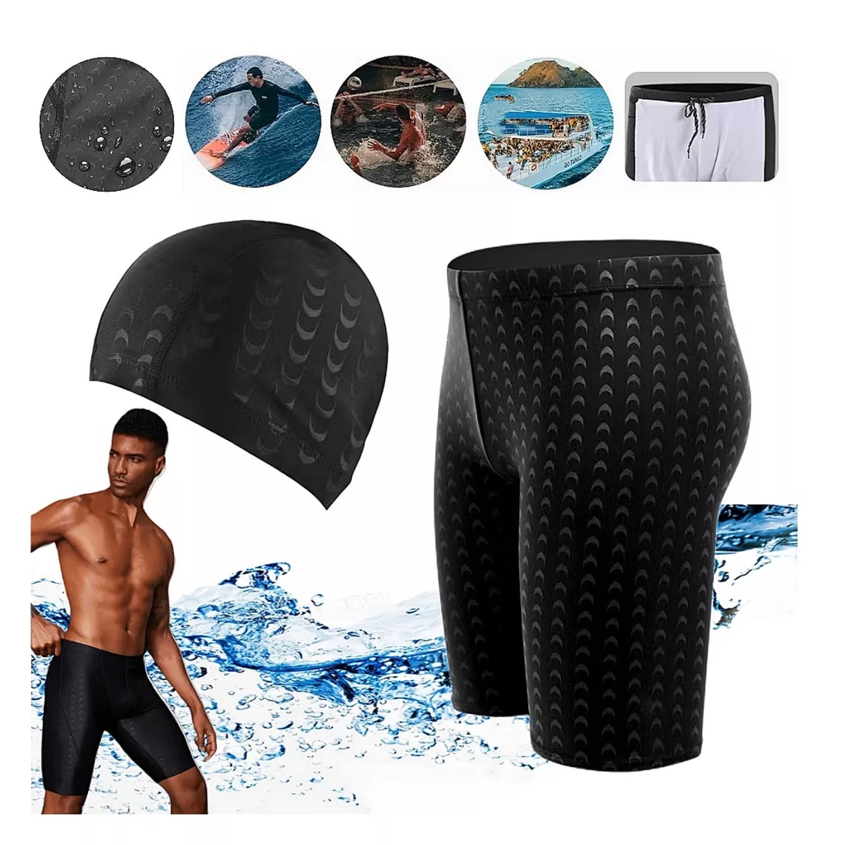 Trajes De Baño Deportivo Hombre Natación Y Gorro De Natación 4XL
