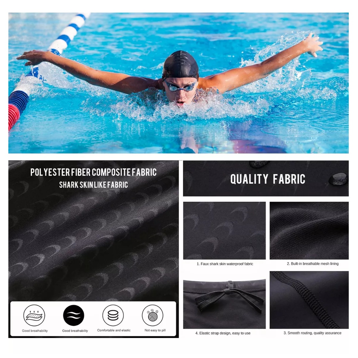 Trajes De Baño Deportivo Hombre Natación Y Gorro De Natación 4XL