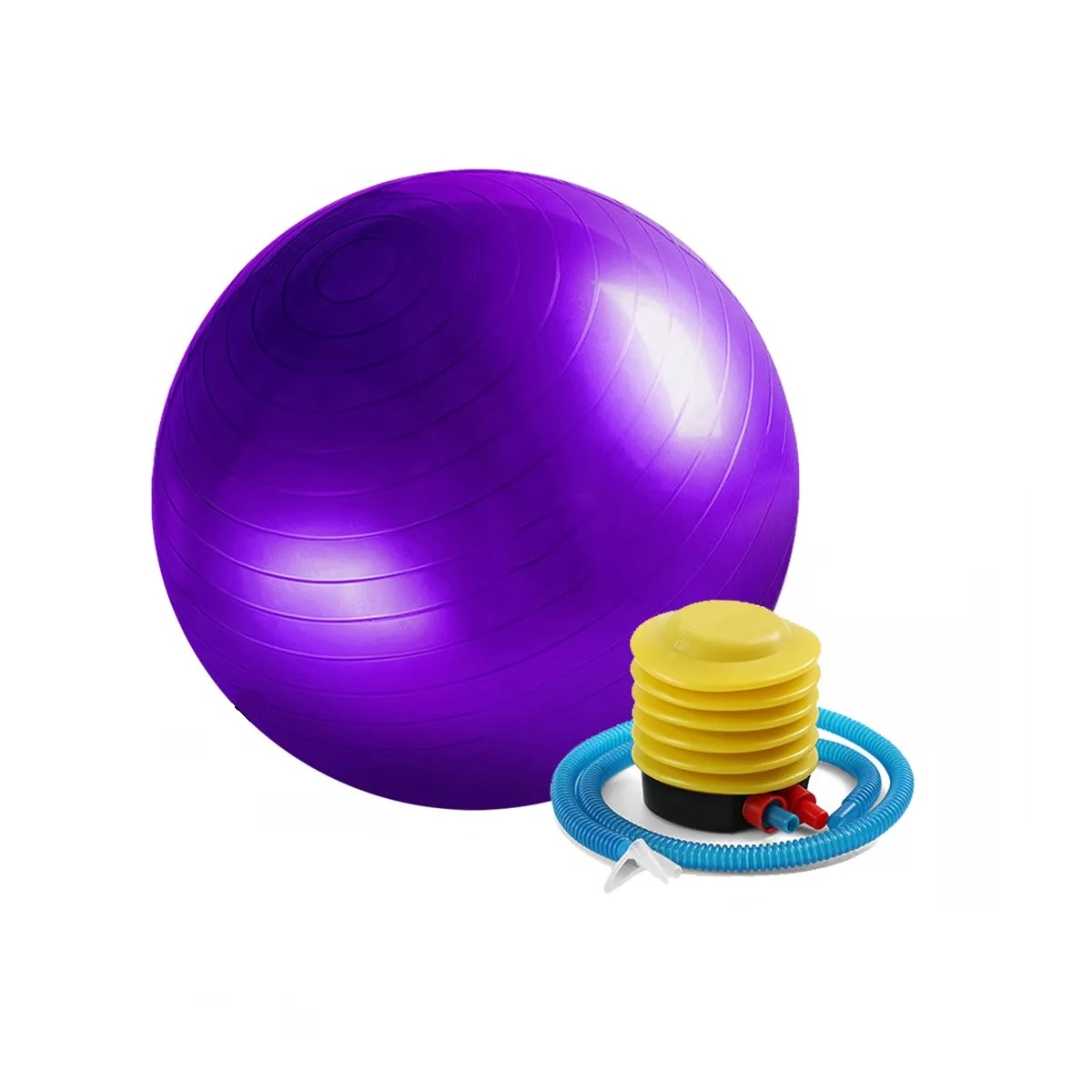 Pelota Fitness De Ejercicio Para Yoga Pilates 65cm Con Bomba Purpura