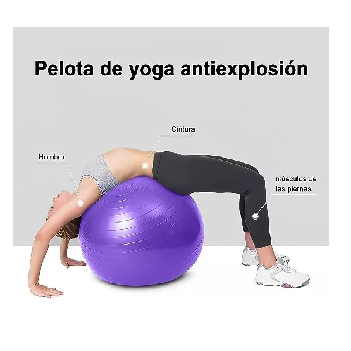 Pelota Fitness De Ejercicio Para Yoga Pilates 65cm Con Bomba Purpura