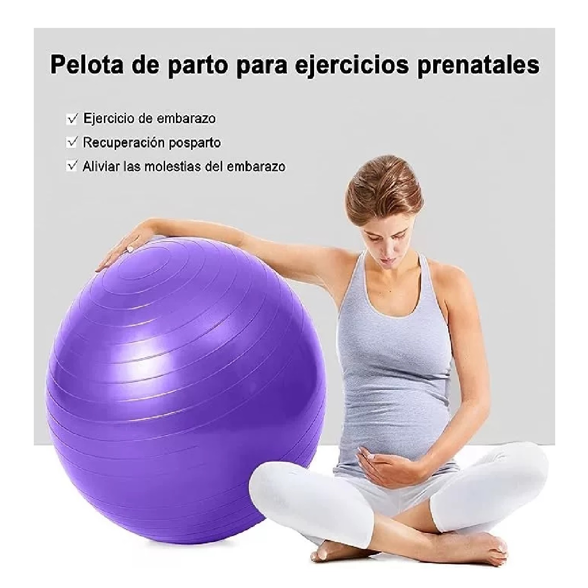 Pelota Fitness De Ejercicio Para Yoga Pilates 65cm Con Bomba Purpura