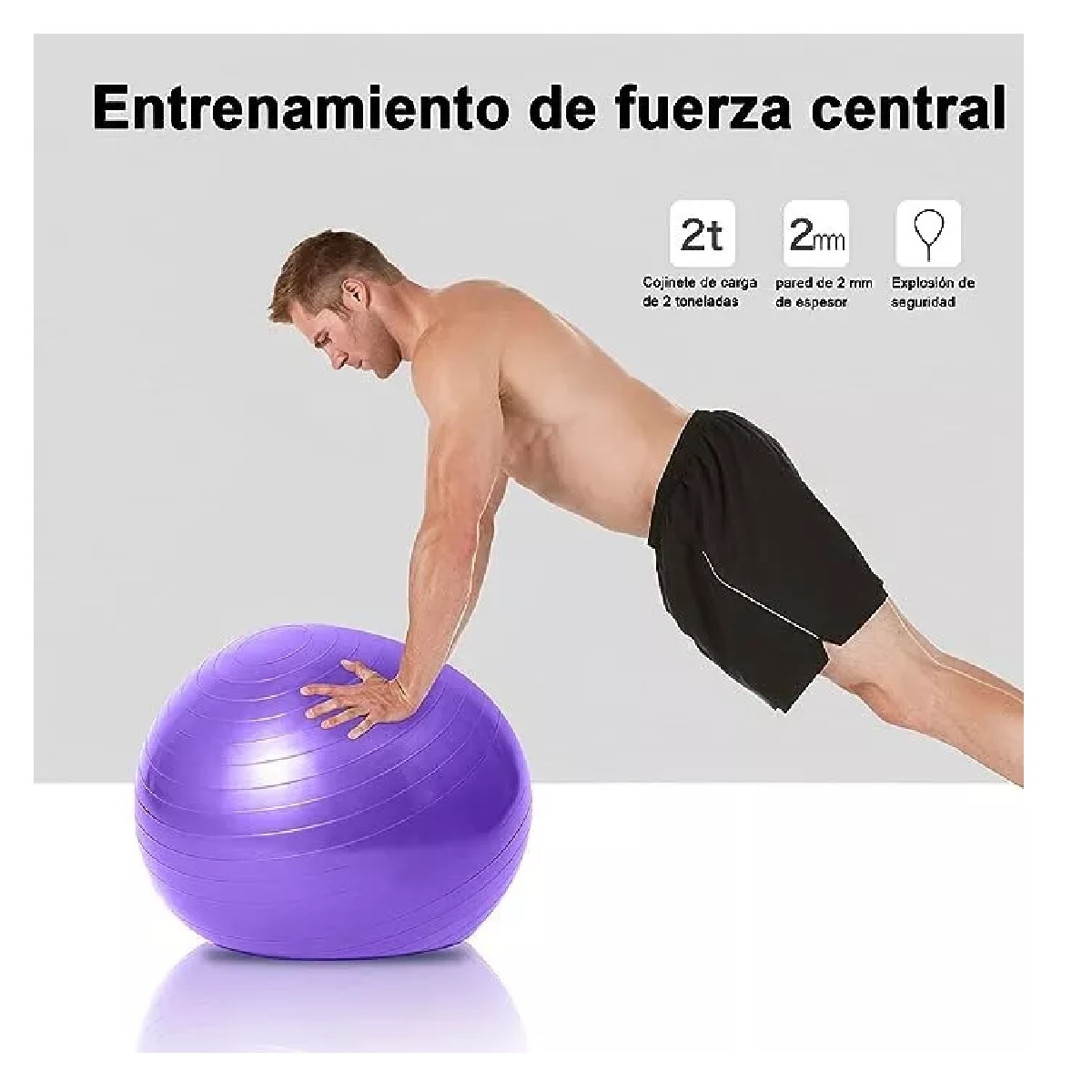 Pelota Fitness De Ejercicio Para Yoga Pilates 65cm Con Bomba Purpura