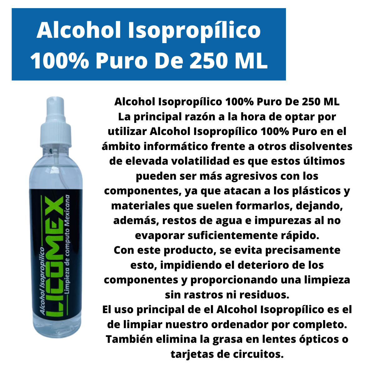 Alcohol Isopropílico Limpieza Mantenimiento Pc 3pz