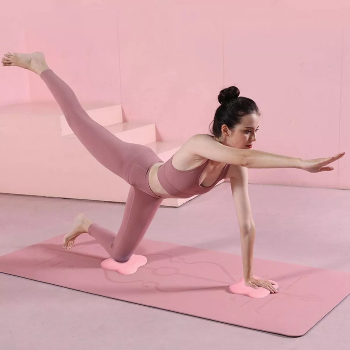 Esterilla de deporte para Yoga, Pilates, Fitness, Ecológica, Rosa/Rosa  Claro
