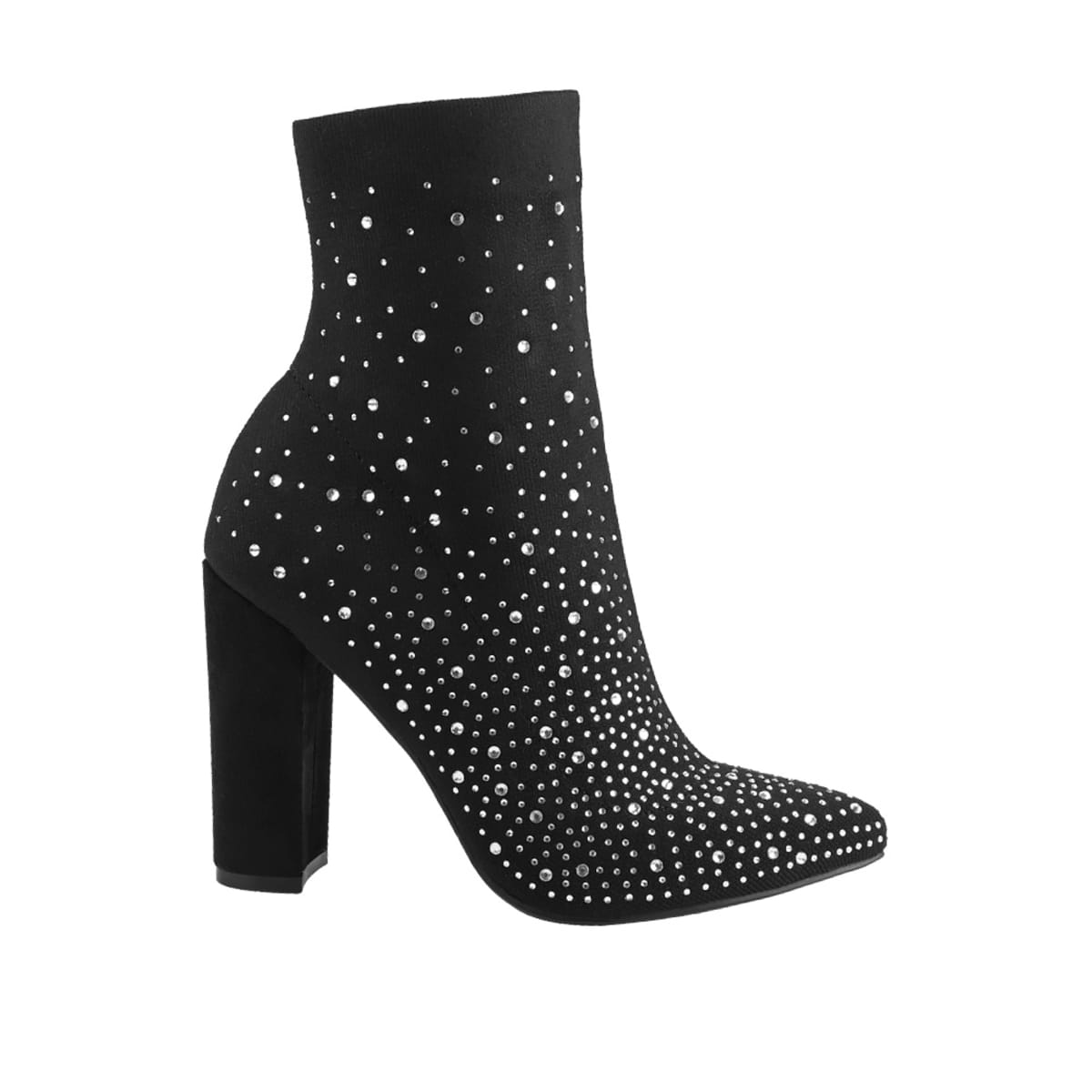 Bota de vestir tejida con pedrería marca Belinda Peregrin, color negro, mod. 1087858