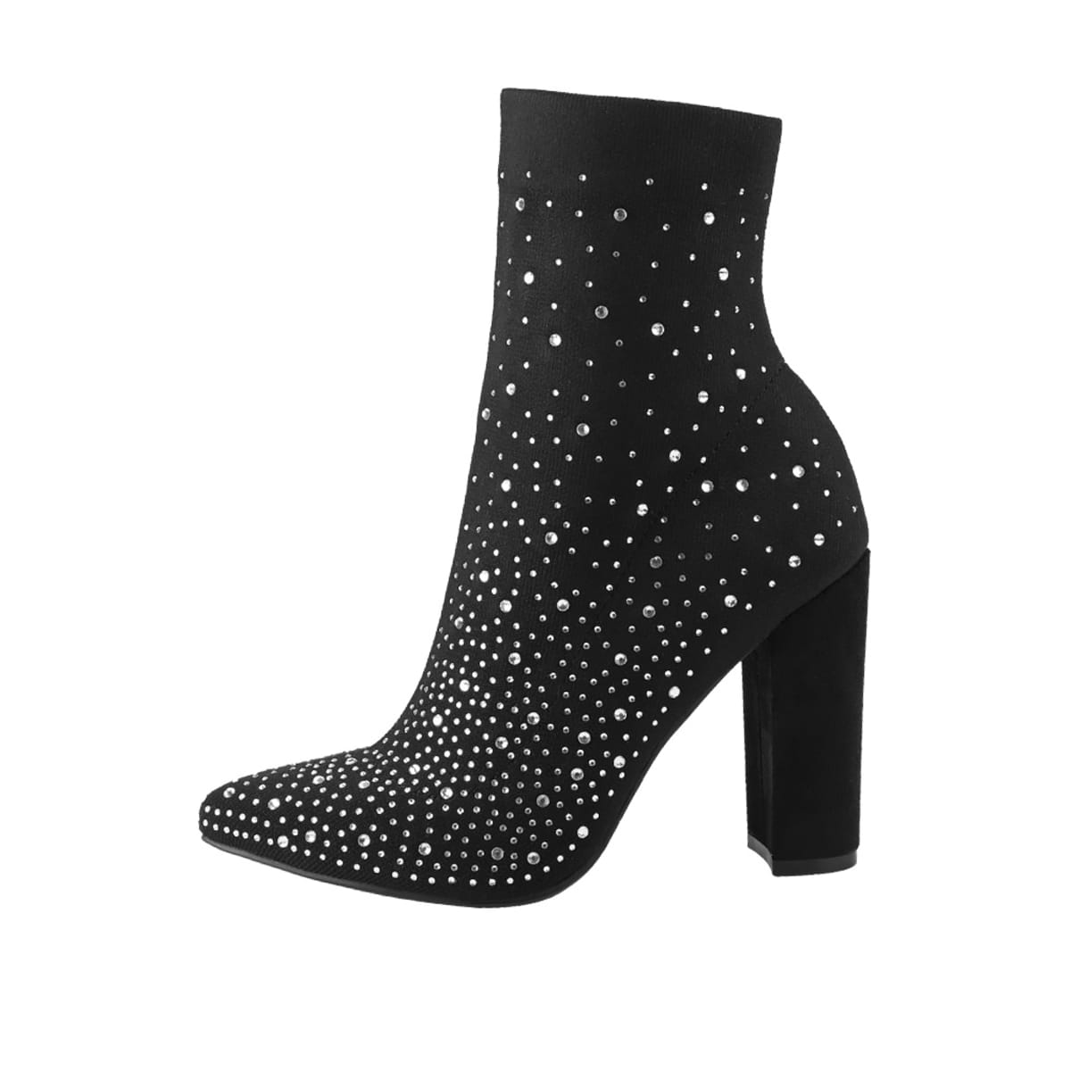 Bota de vestir tejida con pedrería marca Belinda Peregrin, color negro, mod. 1087858