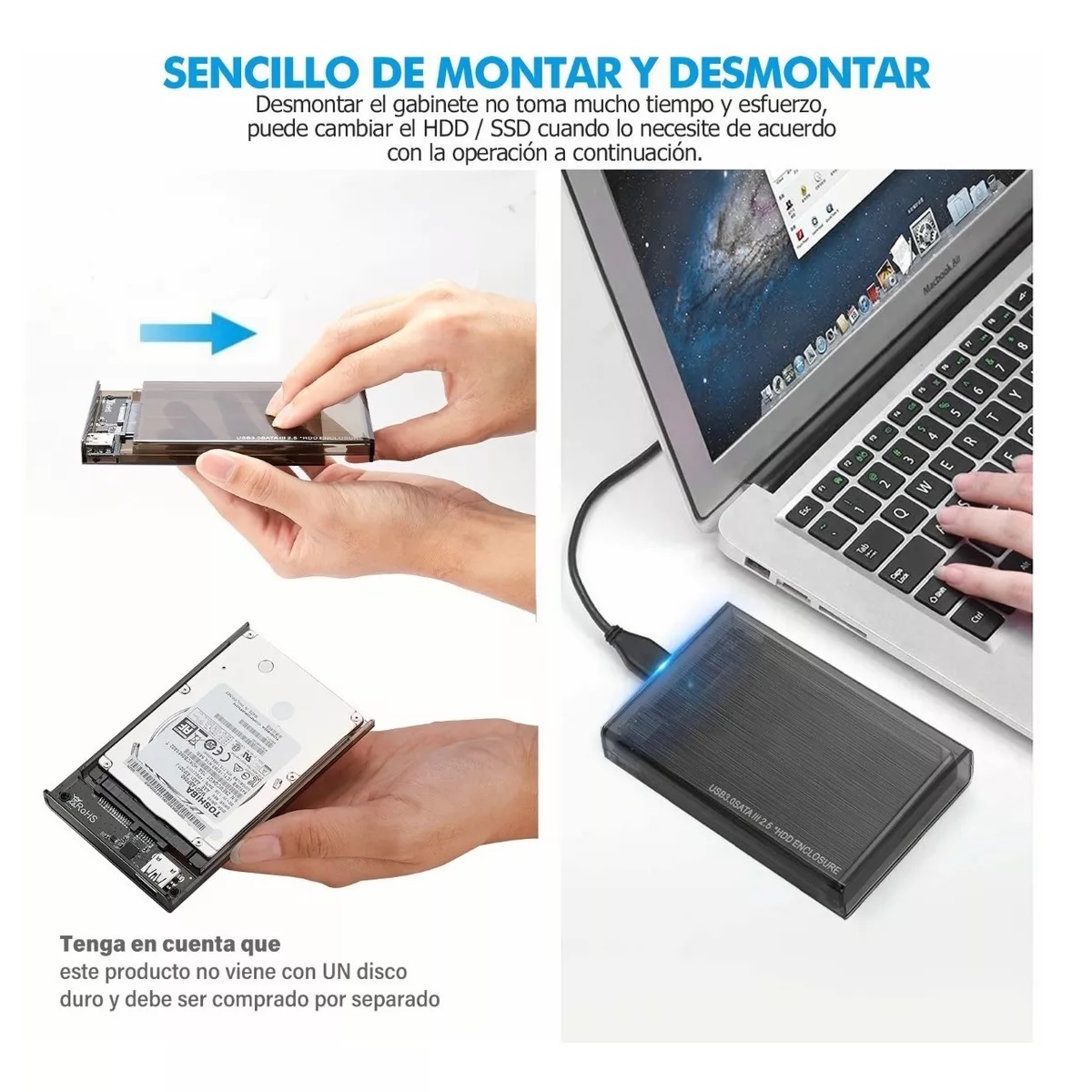 Gabinete Carcasa Disco Duro 2.5 Usb 3.0 Hdd Ssd Sata