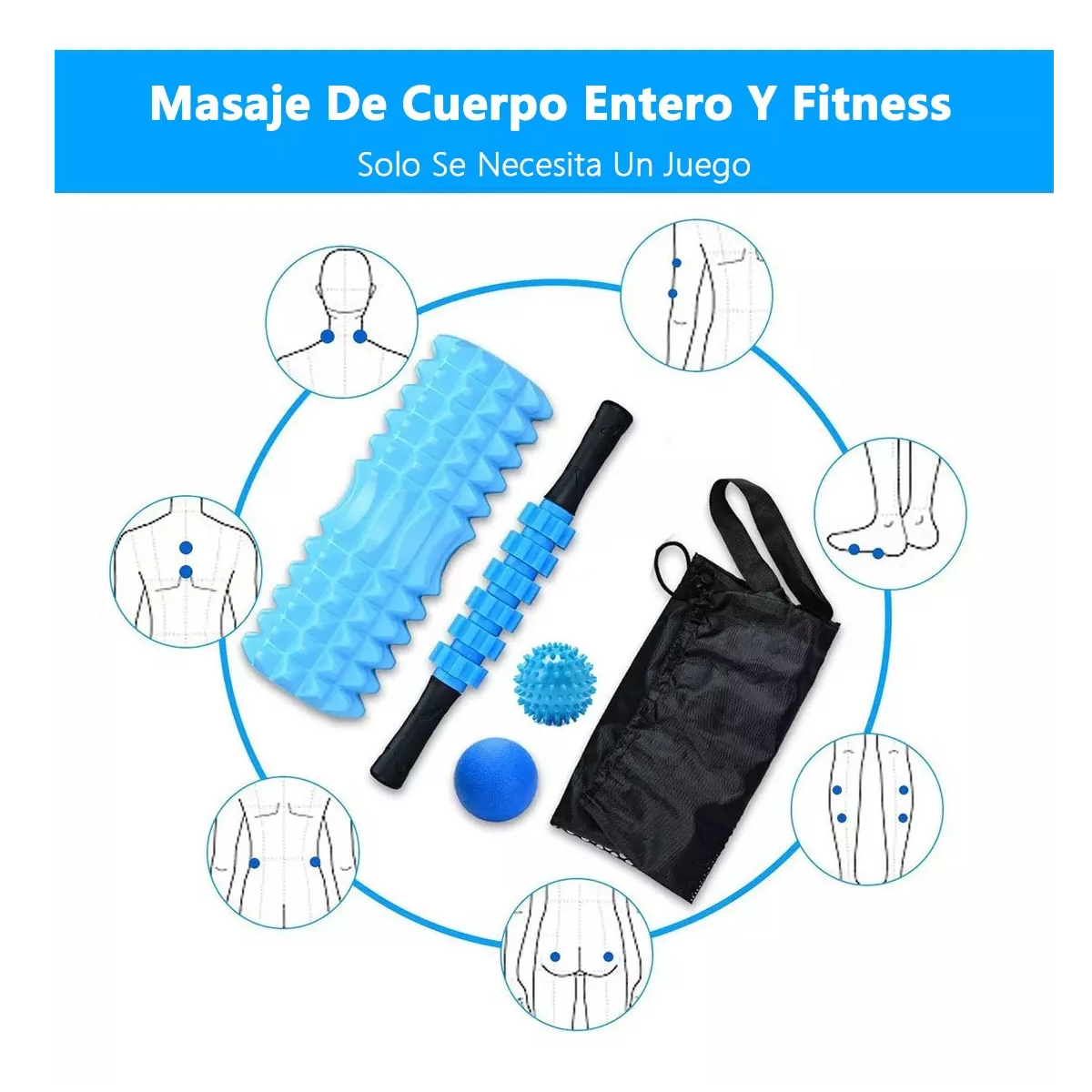 Juego De Masaje 4 En 1 Rodillo De Espuma Para Yoga Pilates