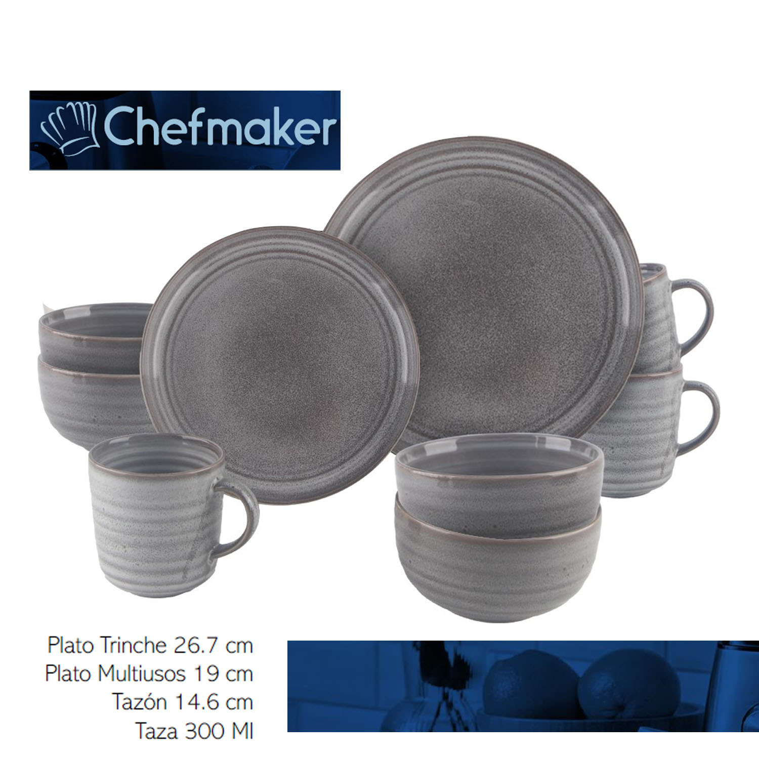 Vajilla De 16 Piezas 4 Personas Cerámica Haim-B Chefmaker Moderna