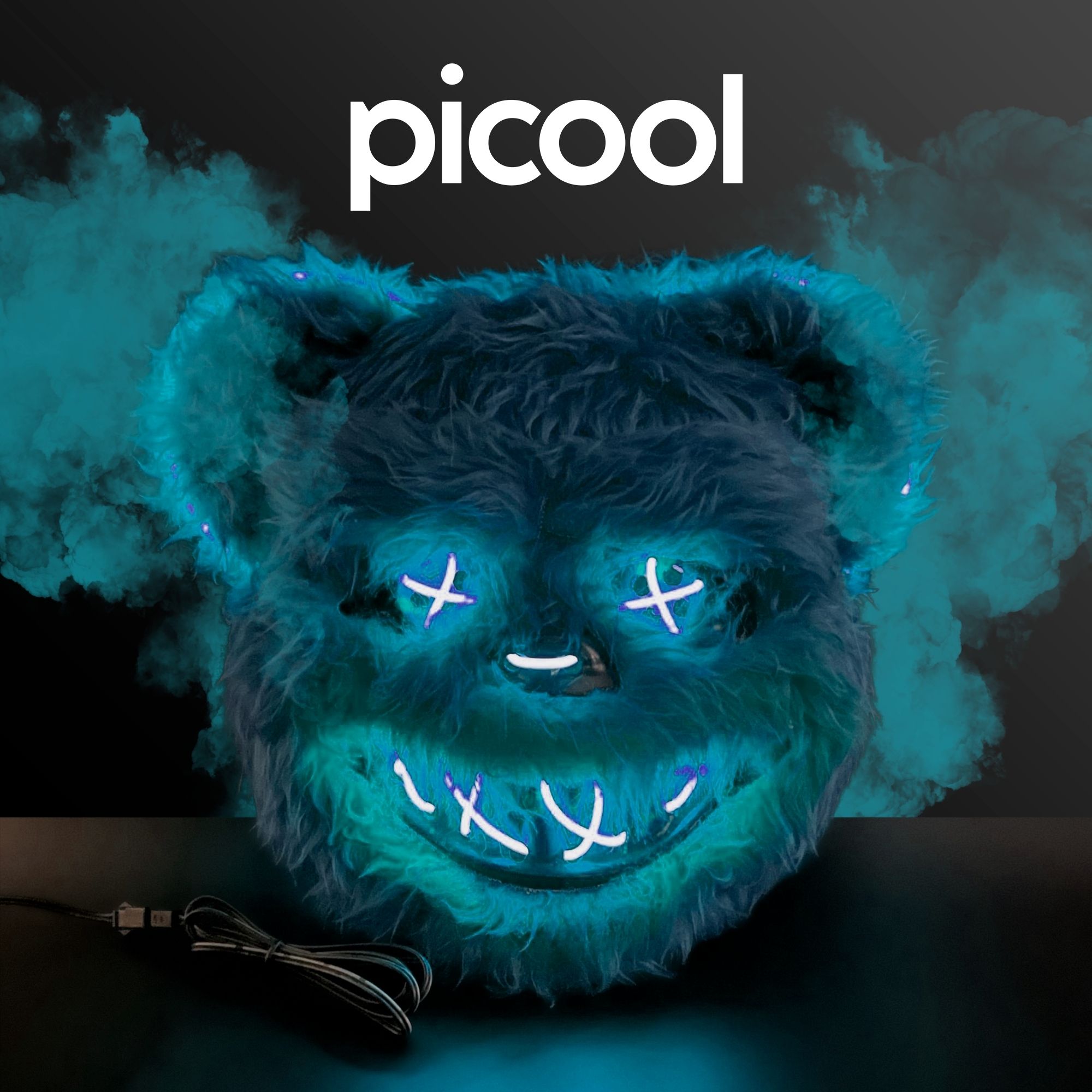 Mascara LED para Halloween Oso Sangriento de Terror Fiesta de Neon