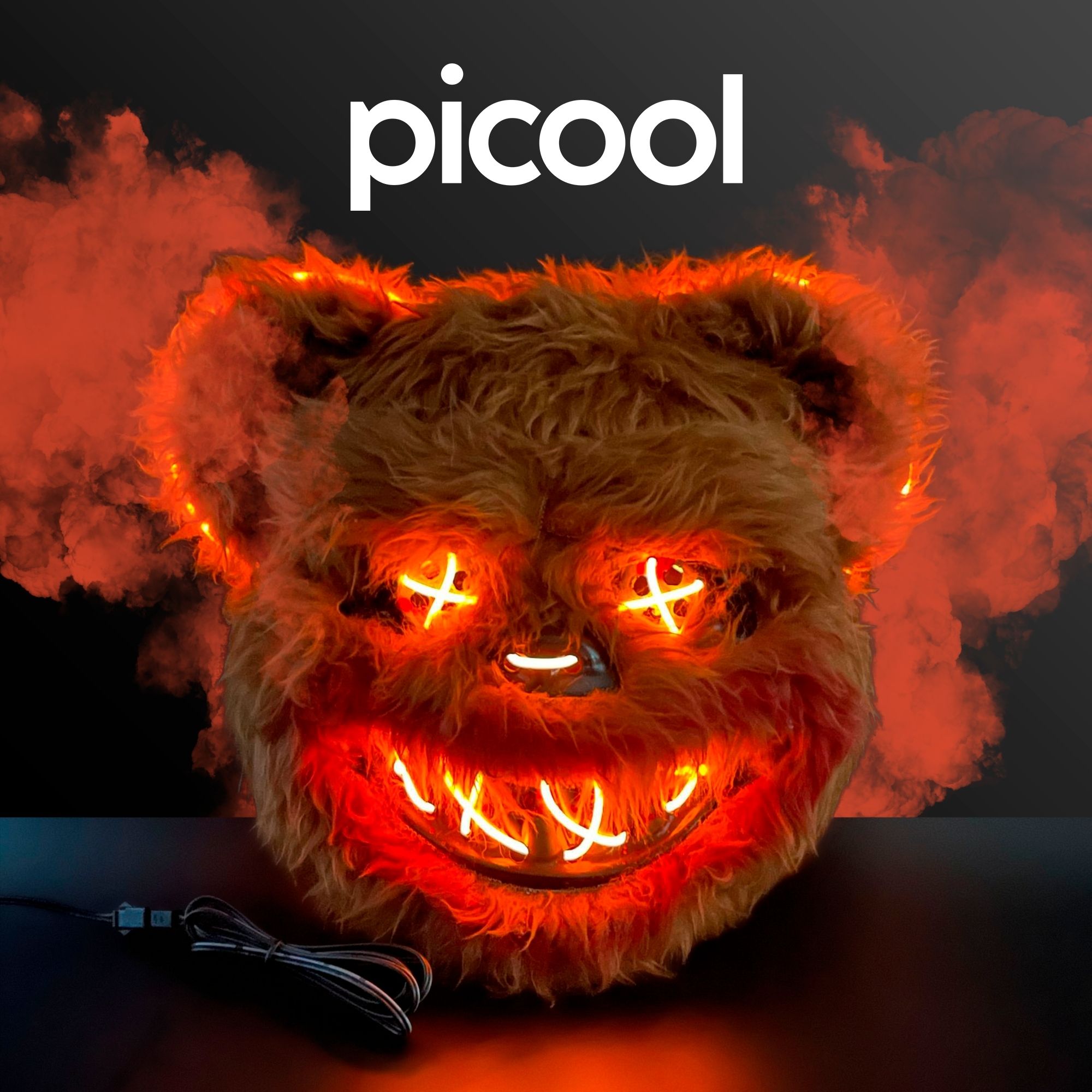 Mascara LED para Halloween Oso Sangriento de Terror Fiesta de Neon