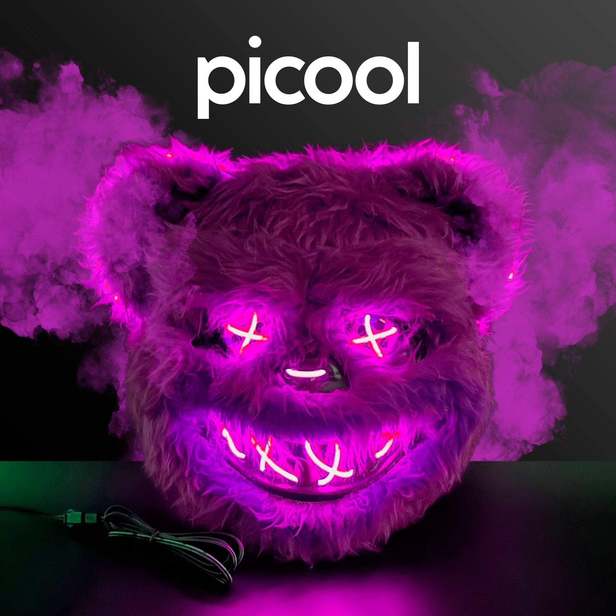 Mascara LED para Halloween Oso Sangriento de Terror Fiesta de Neon