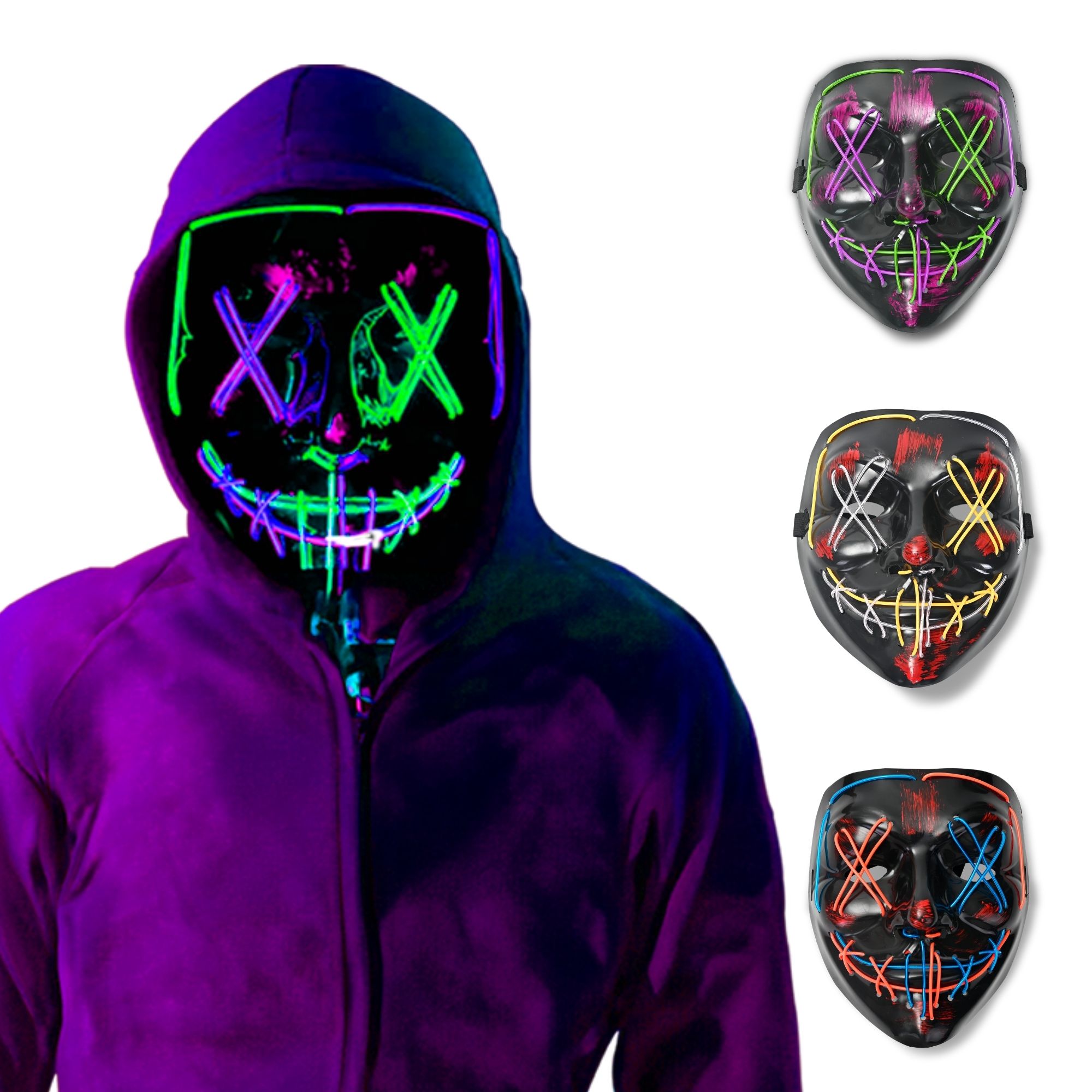 Máscara LED de La Purga Bicolor Disfraz de Halloween The Purge