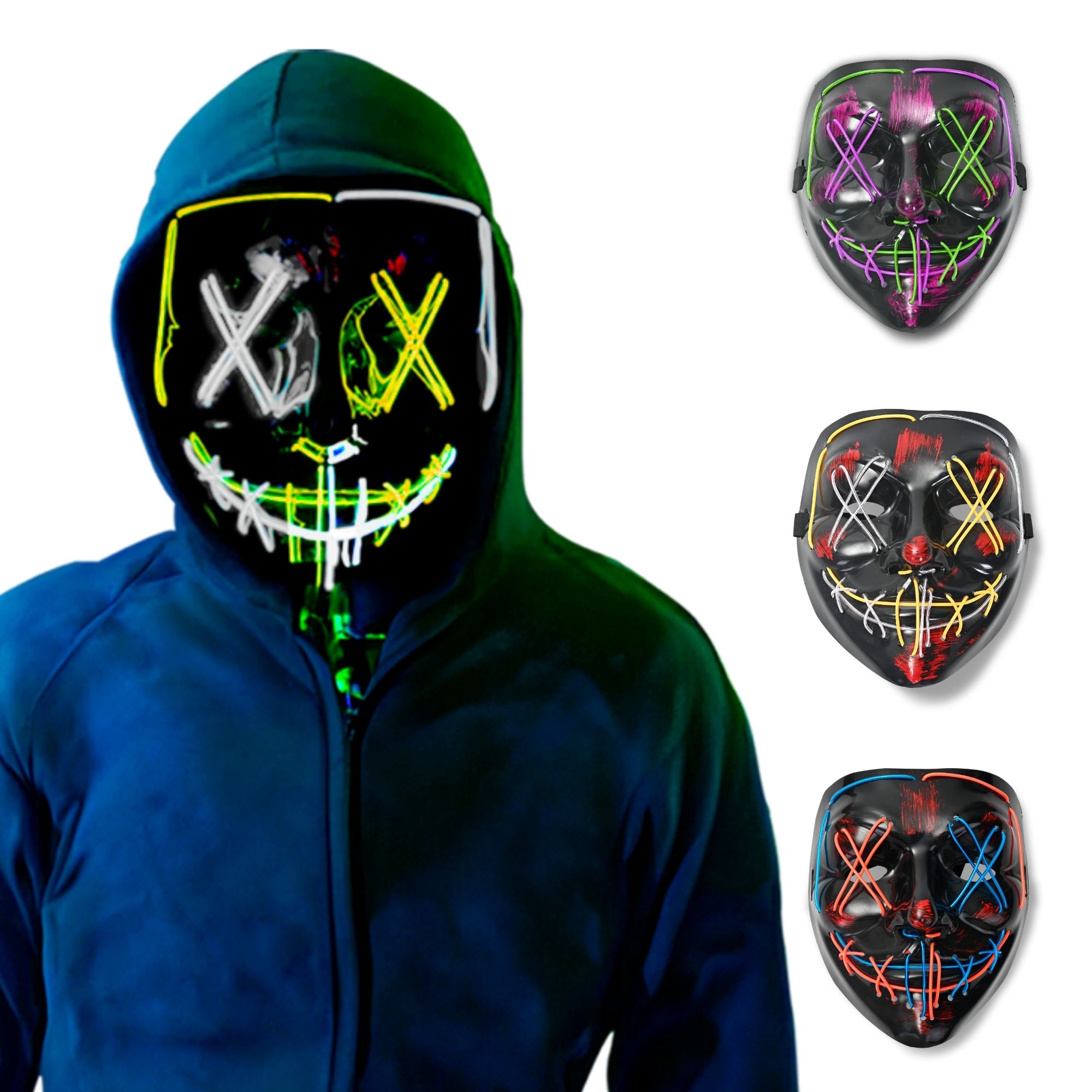 Máscara LED de La Purga Bicolor Disfraz de Halloween The Purge