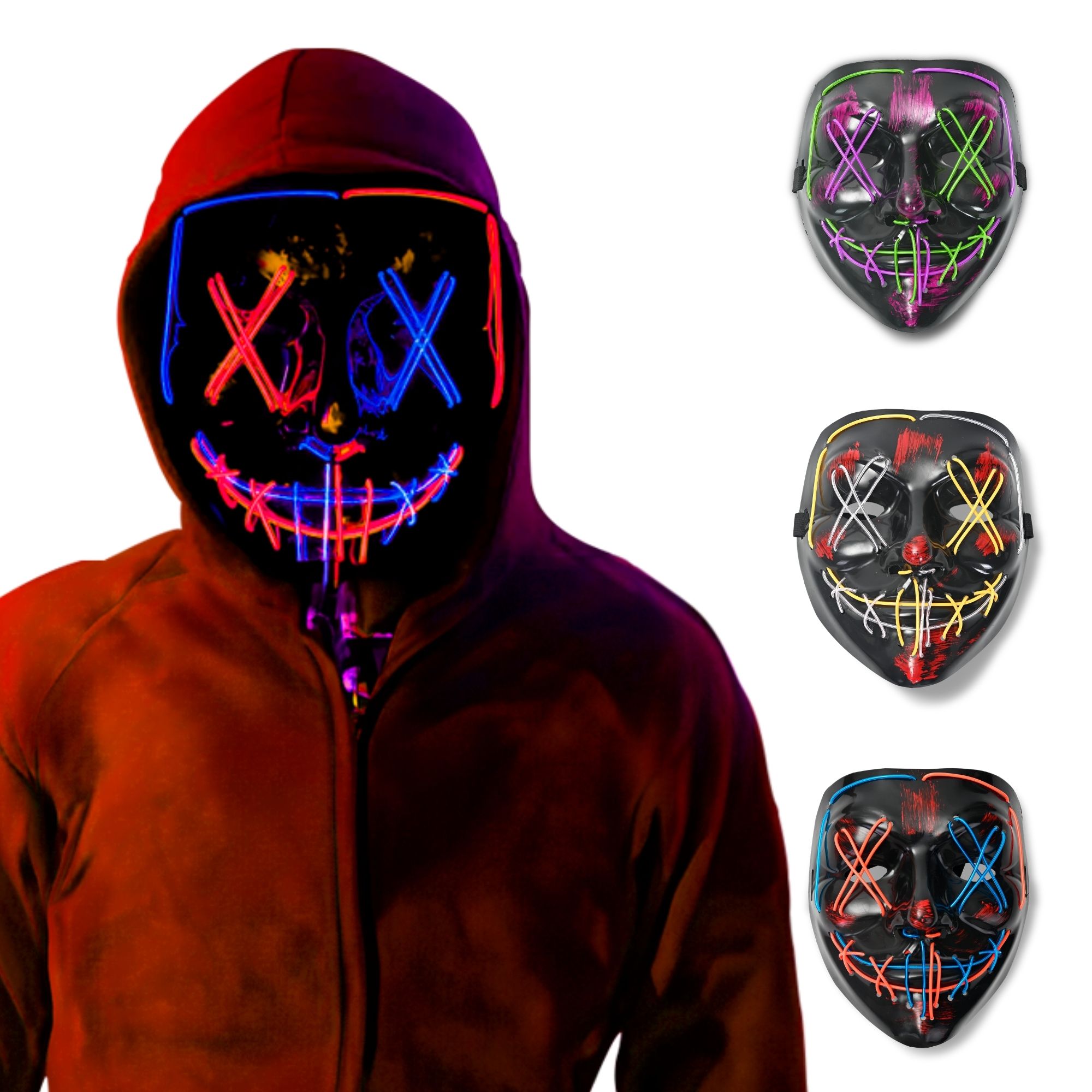 Máscara LED de La Purga Bicolor Disfraz de Halloween The Purge