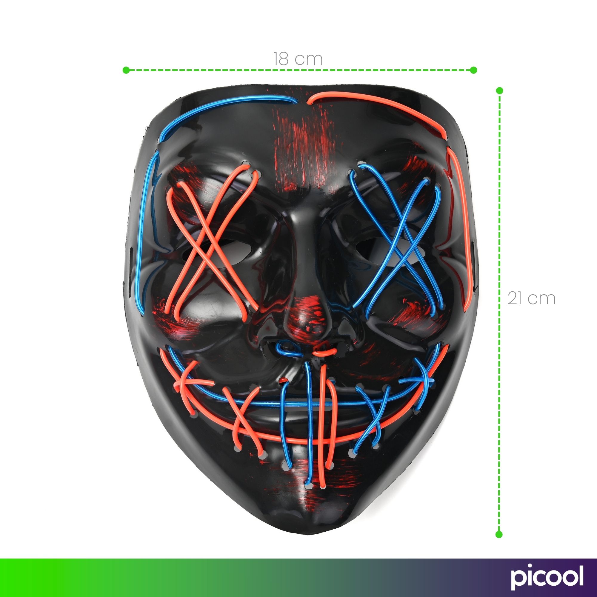 Máscara LED de La Purga Bicolor Disfraz de Halloween The Purge