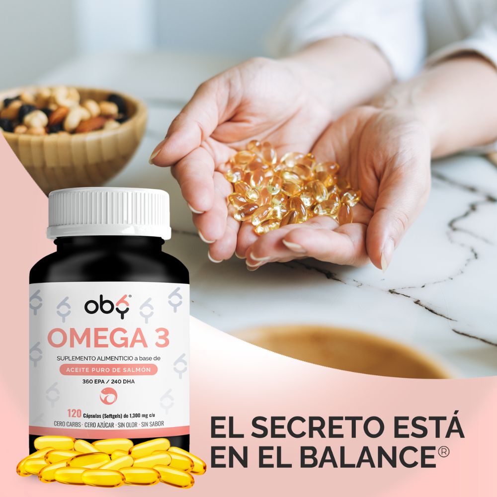 OBY Omega 3 a base de Salmón Salvaje de Alta concentración | Omega 3 1000mg Aceite de Salmón Puro y DHA - EPA | 120 Capsulas de Softgels - Sin Olor y Sin Sabor