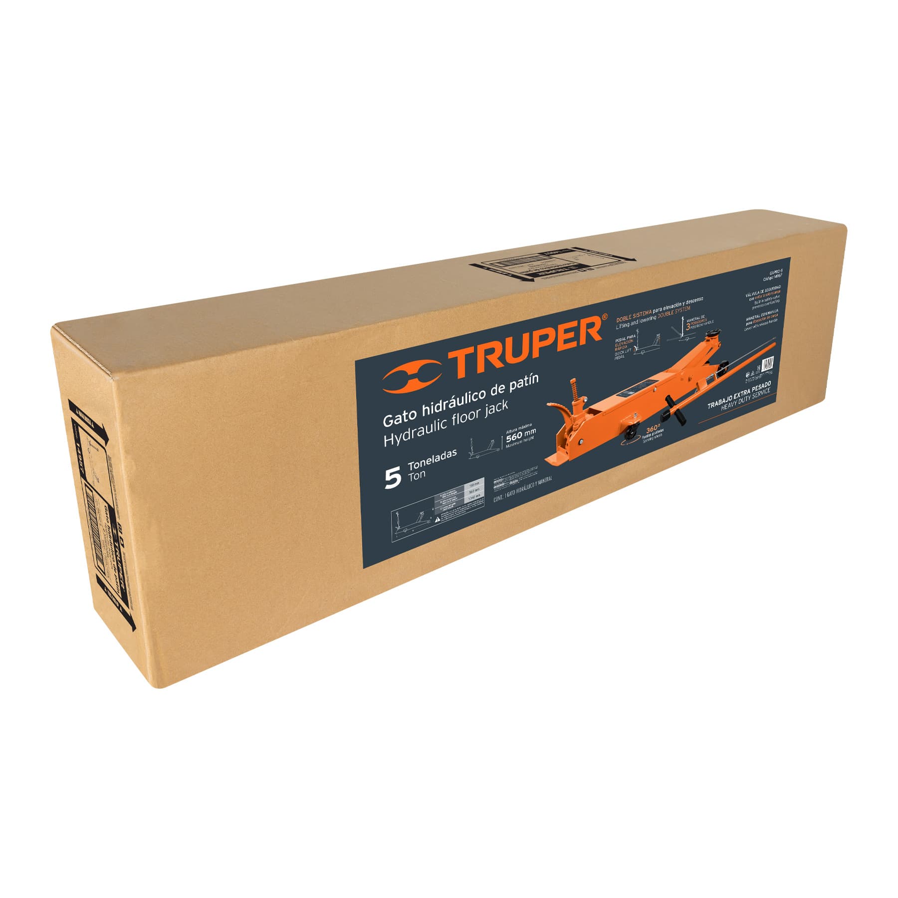 GATO DE PATÍN 5 T PROFESIONAL DE ELEVACIÓN RÁPIDA, TRUPER 