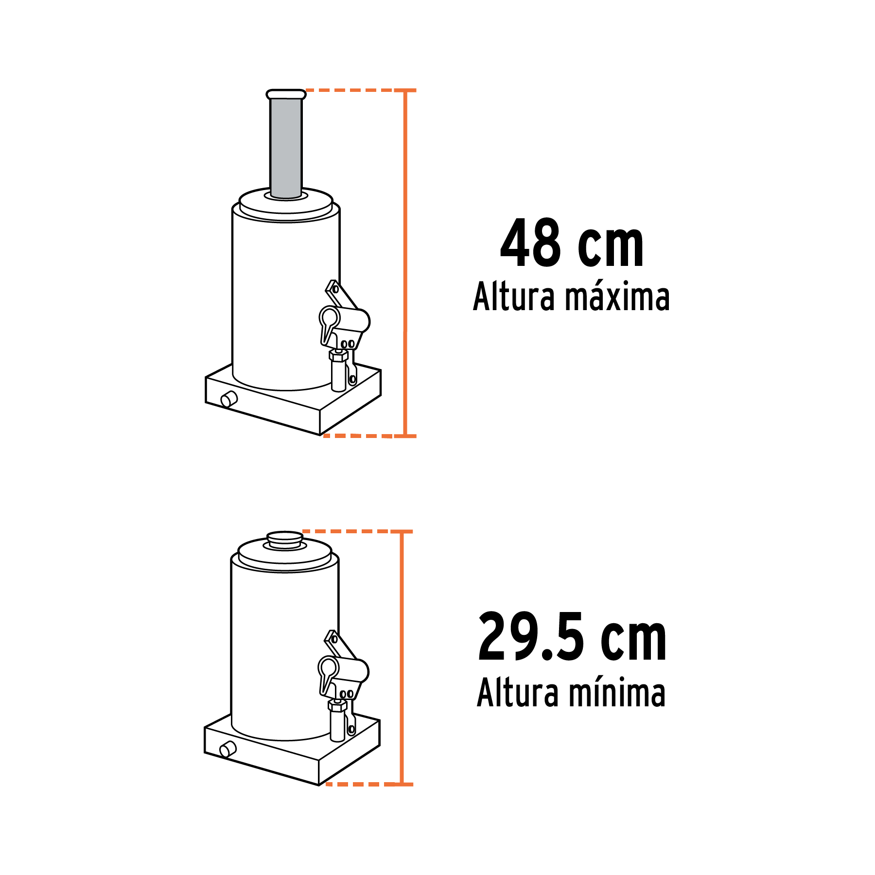 GATO HIDRÁULICO DE BOTELLA DE 50 TON, TRUPER 