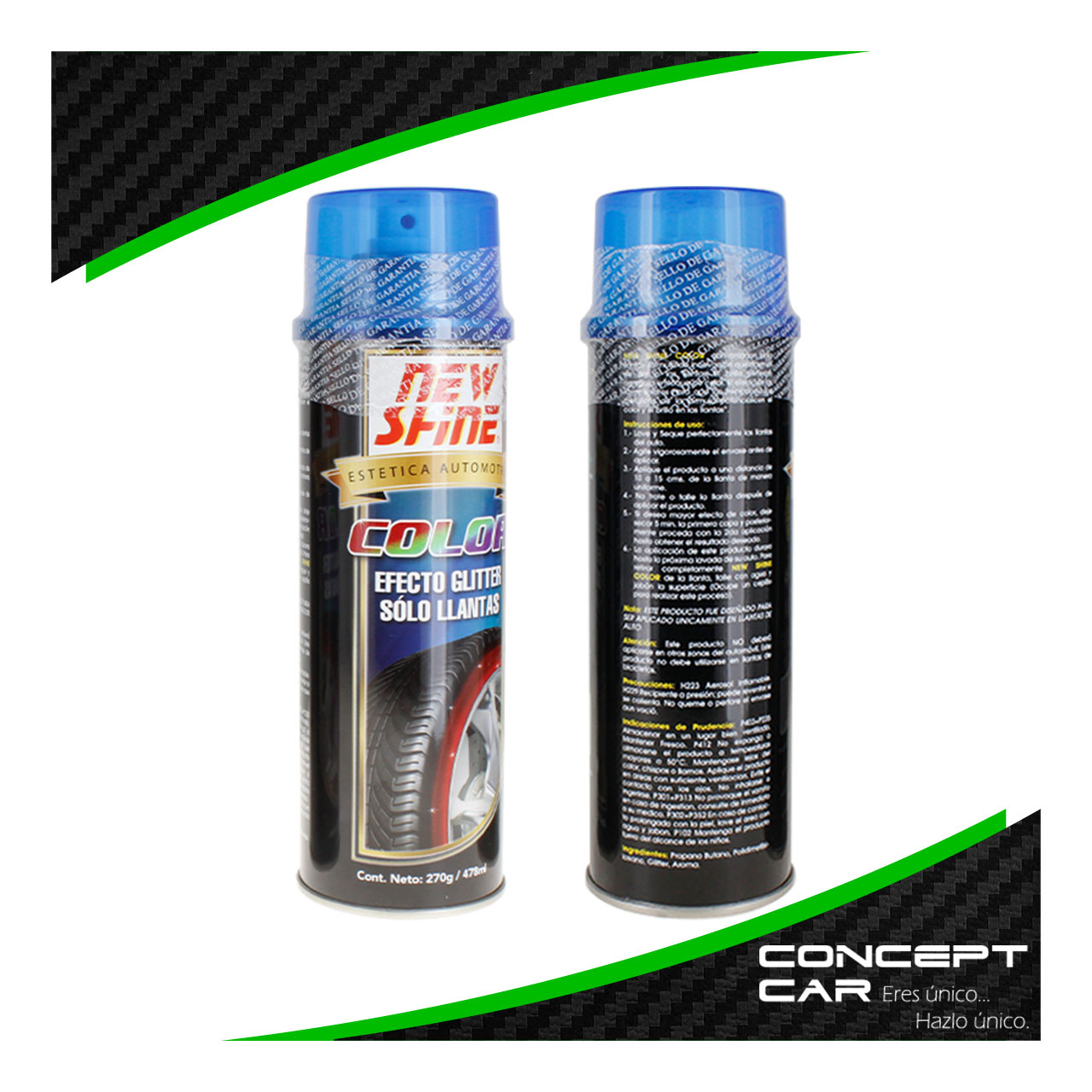 2 New Shine Abrillantador Efecto Glitter Brillo Colores Llanta