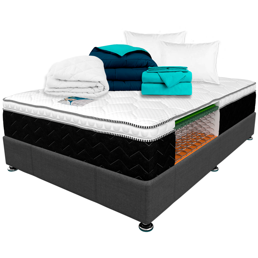 Colchón Con Box Matrimonial PresToon Serta Ortopédico Comfort Foam + Edredón Ligero + Protector Matrimonial + Juego Ligero de Sábanas + 2 ALMOHADAS DE REGALO