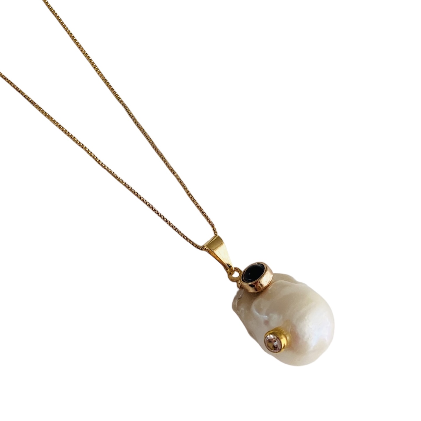 Collar con dije perla grande- Baño de oro 18k- Cadena y dije- collar dorado