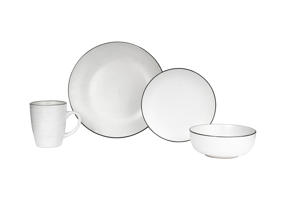 Vajilla Moderna Minimalista Cerámica 16 Piezas 4 Personas Chefmaker Zury Blanco