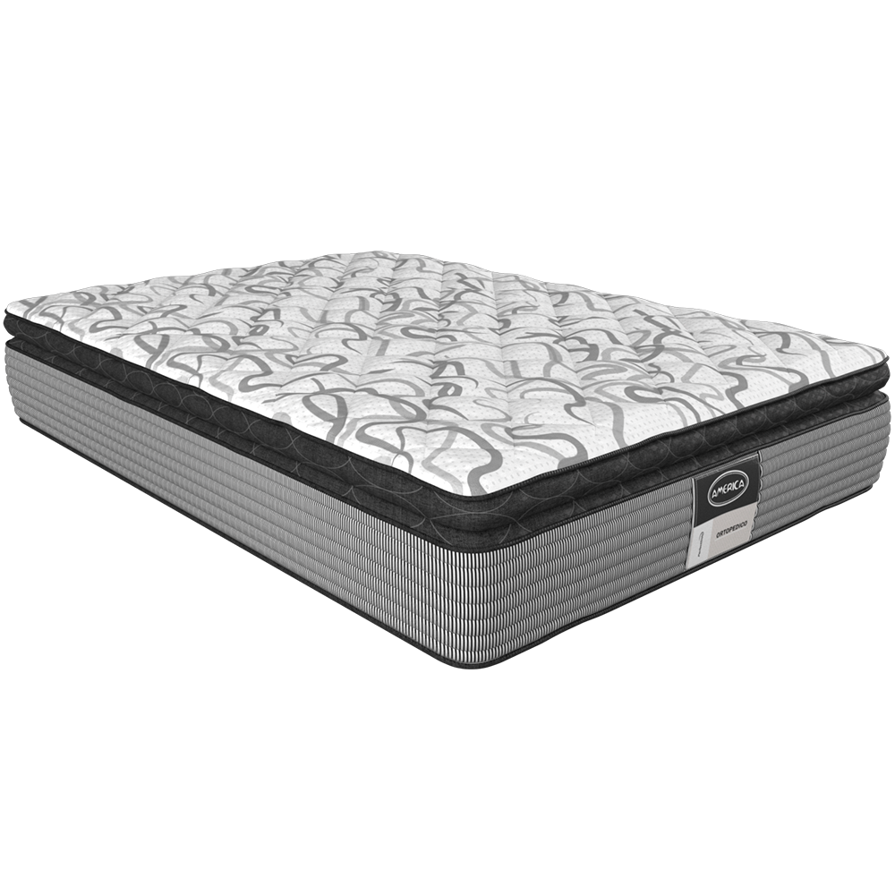 Colchón Con Box Matrimonial América Bloom Ortopédico Súper Confort + Edredón Ligero + Juego De Sábanas + 2 ALMOHADAS DE REGALO ¨PREMIUM¨.