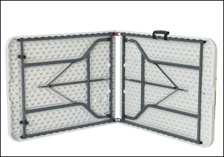 Tablon Mesa Plegable Portatil Plastico - Café Tipo Madera JM-M180-180 x 70 x 74 cm - Ideal para Fiestas, Tipo Portafolio, De Servicio, Eventos, Al Aire Libre - Resistente Y Comoda de Usar