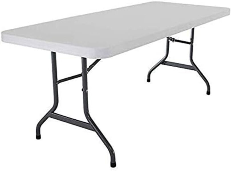 Tablon Mesa Plegable Portatil Plastico - Café Tipo Madera JM-M180-180 x 70 x 74 cm - Ideal para Fiestas, Tipo Portafolio, De Servicio, Eventos, Al Aire Libre - Resistente Y Comoda de Usar