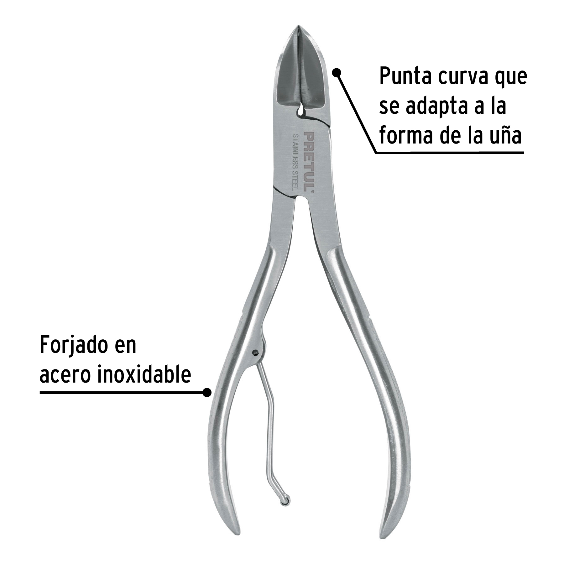 ALICATE 5" DE ACERO INOXIDABLE PARA UÑAS, PRETUL