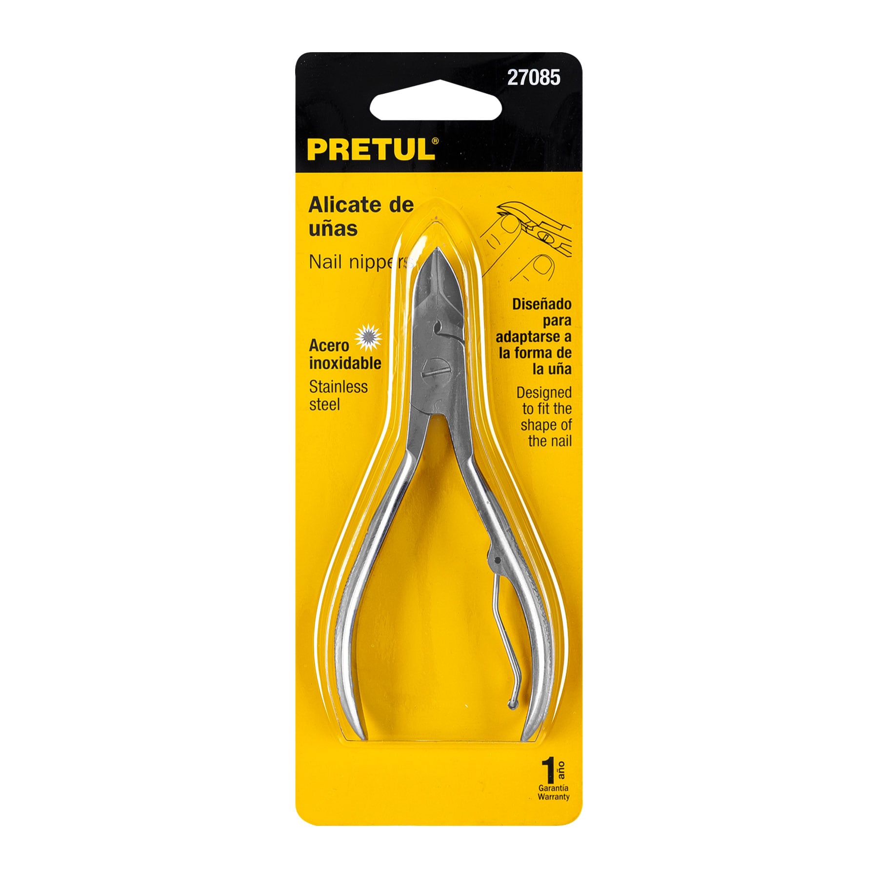 ALICATE 5" DE ACERO INOXIDABLE PARA UÑAS, PRETUL