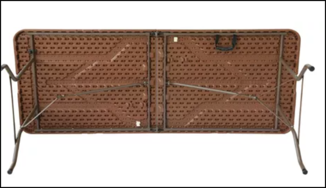 Tablon Mesa Plegable Portatil Plastico - Café Tipo Madera JM-M180-180 x 70 x 74 cm - Ideal para Fiestas, Tipo Portafolio, De Servicio, Eventos, Al Aire Libre - Resistente Y Comoda de Usar