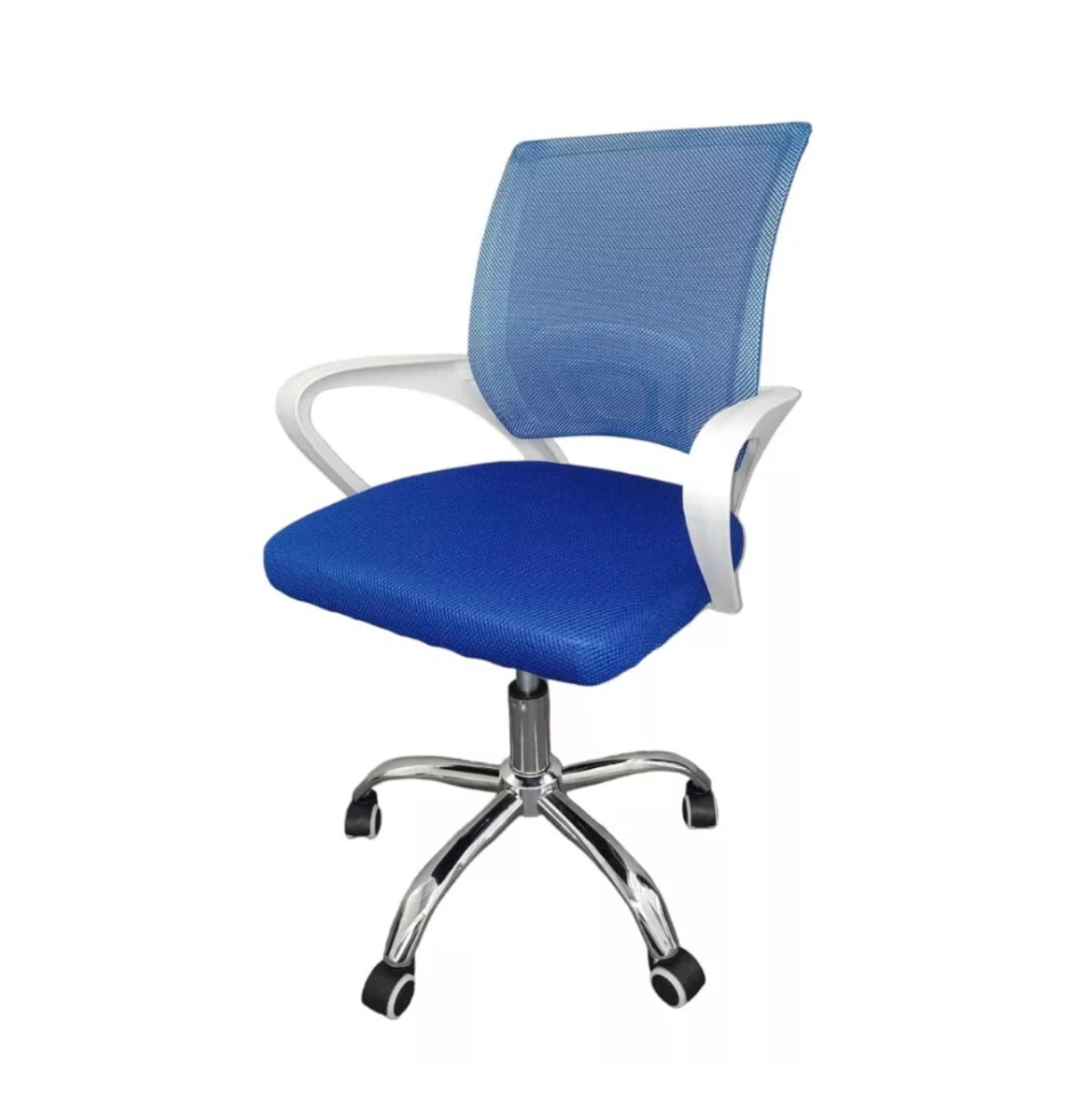 Silla Giratoria Blanca  Con Azul Ergonomica.
