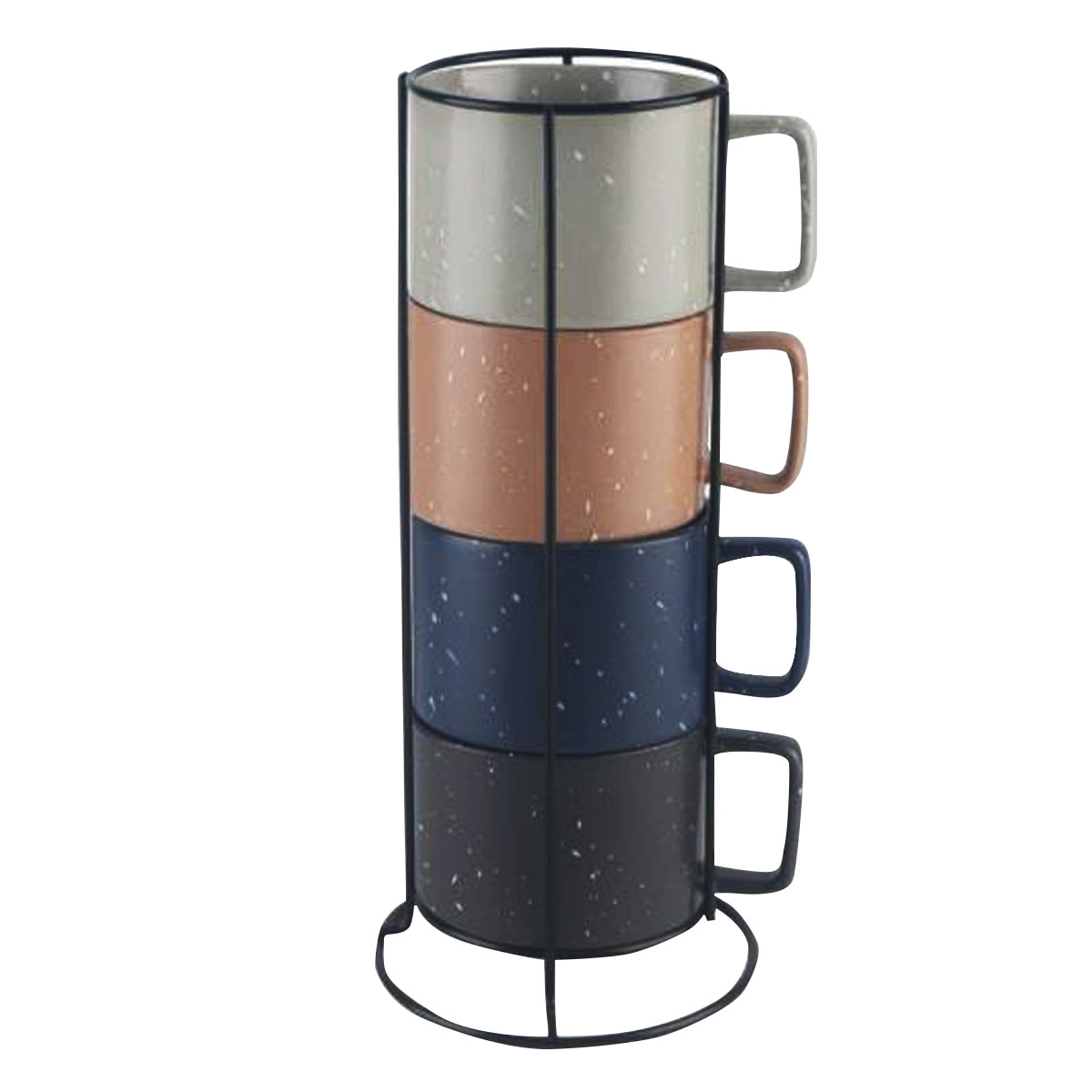 Set Juego de 4 Tazas De Cerámica 380ml Con Base De Acero Inoxidable Chefmaker