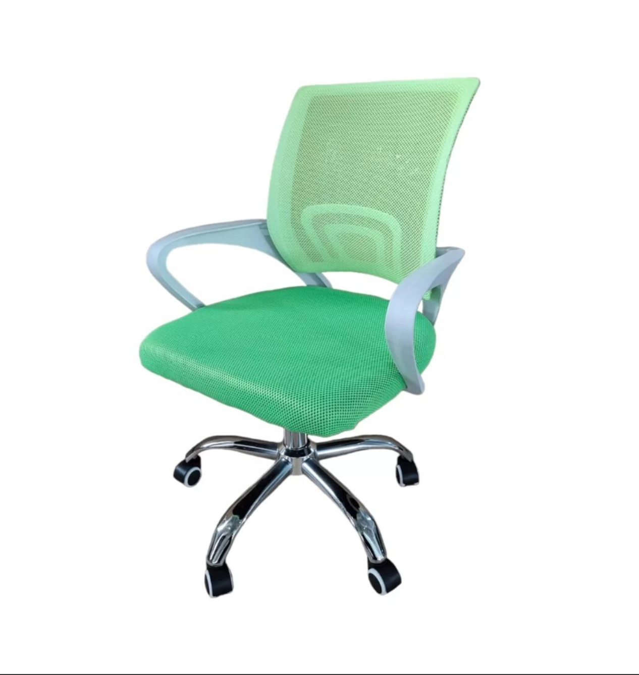 Silla giratorioa ergonómica blanca con mesh verde