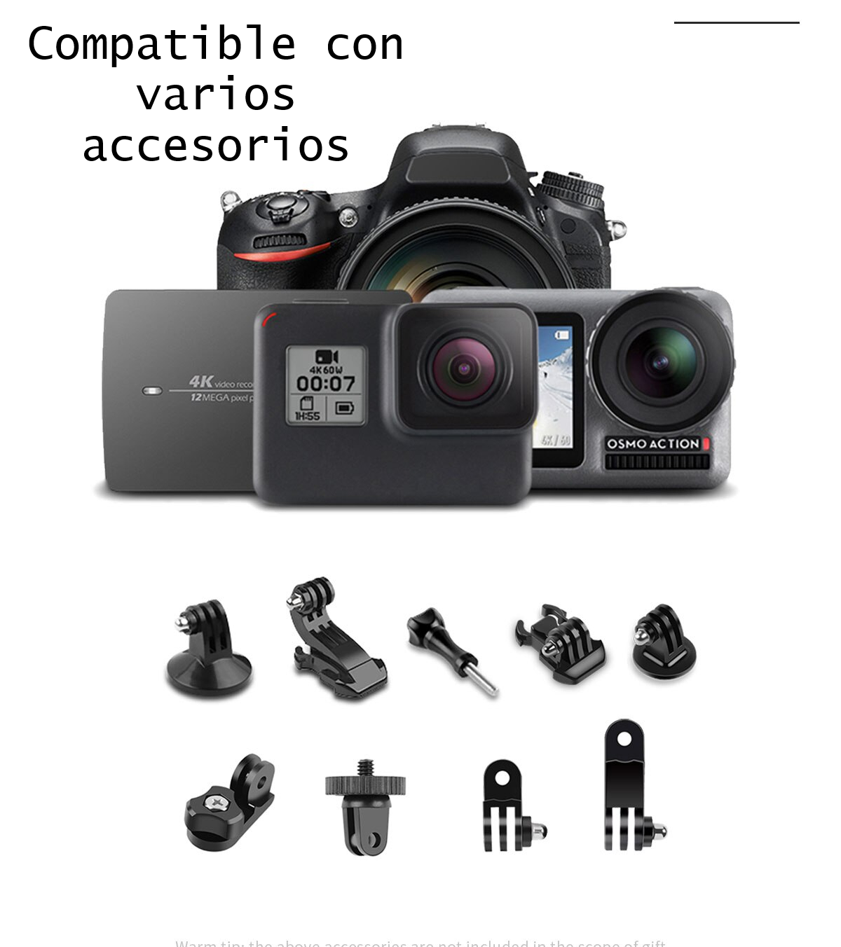 Palo Selfie cel teléfono foto video extensible monopié adaptador Gopro Hero cámara deportiva negro