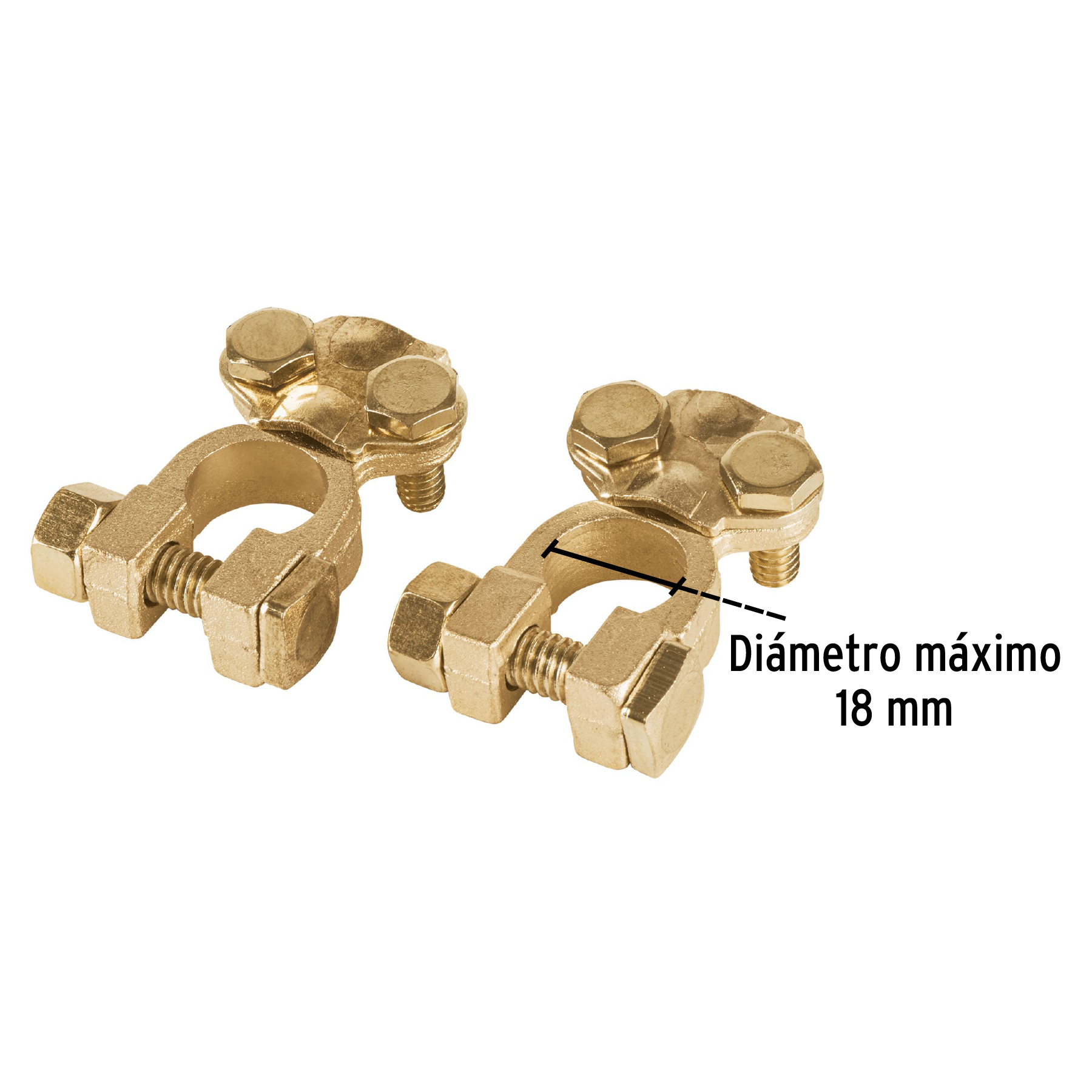 BLÍSTER 2 TERMINALES LATÓN POSTE SUPERIOR P/BATERÍA, PRETUL 