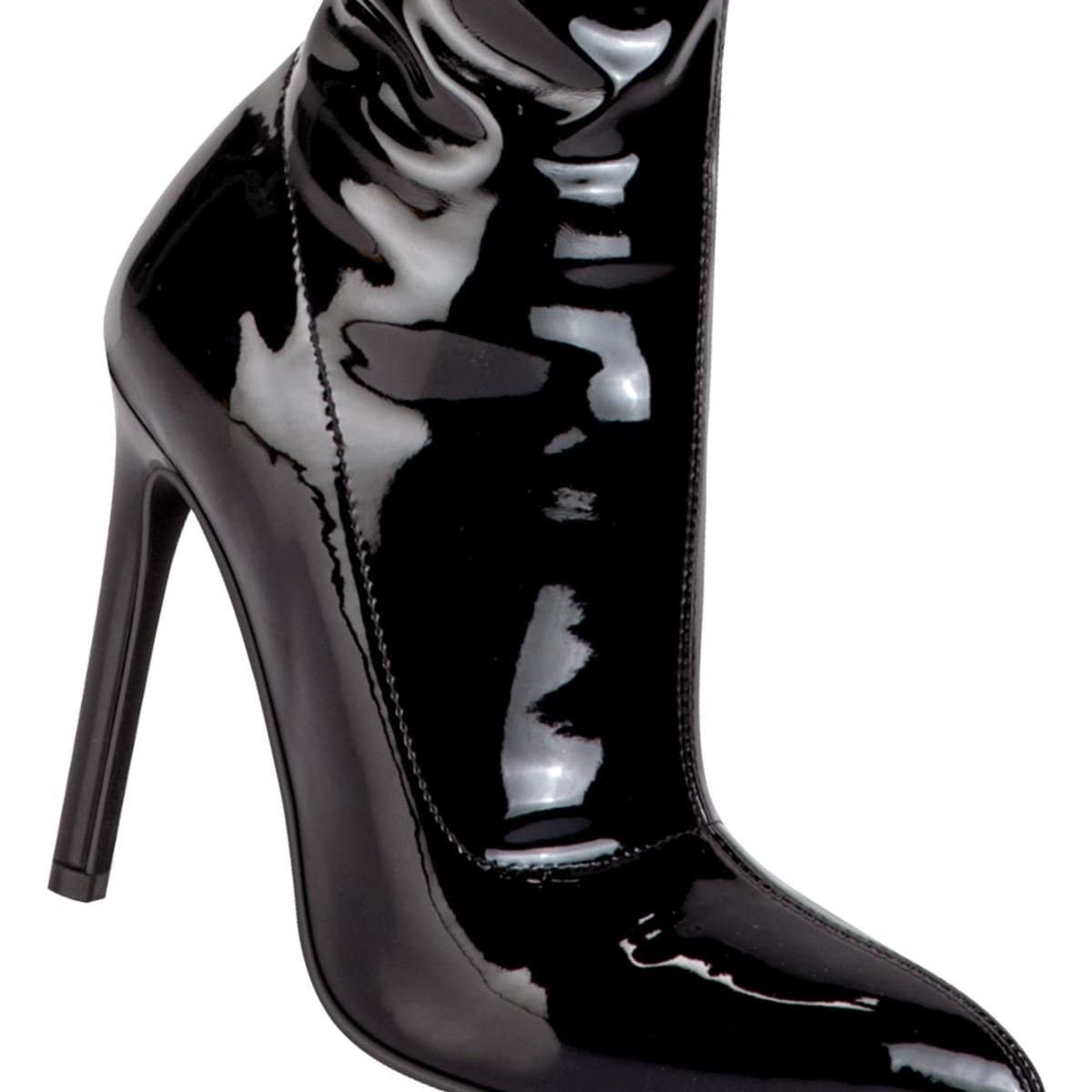 Botas de vestir marca Thalia Sodi, extralargas, de charol negro, puntales, mod. 1087426