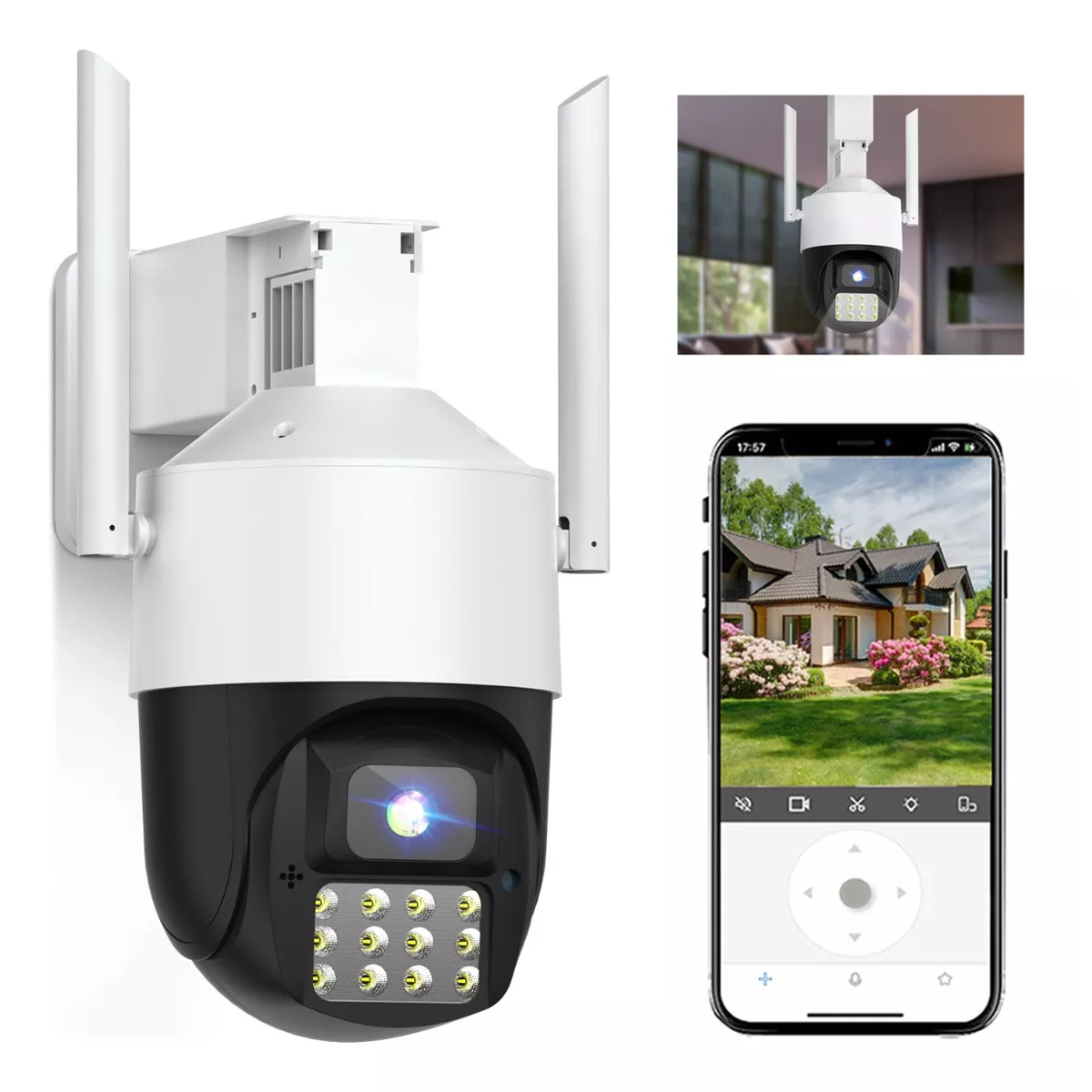 Cámara Binocular De Seguridad Exterior Wifi Vigilancia 5mp