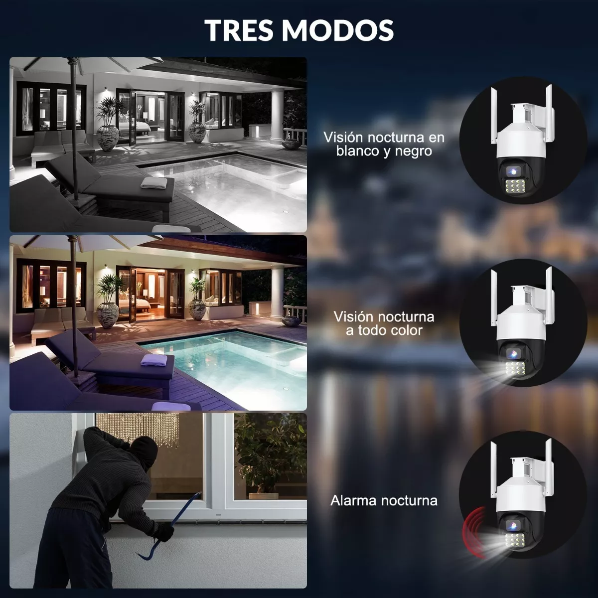 Cámara Binocular De Seguridad Exterior Wifi Vigilancia 5mp