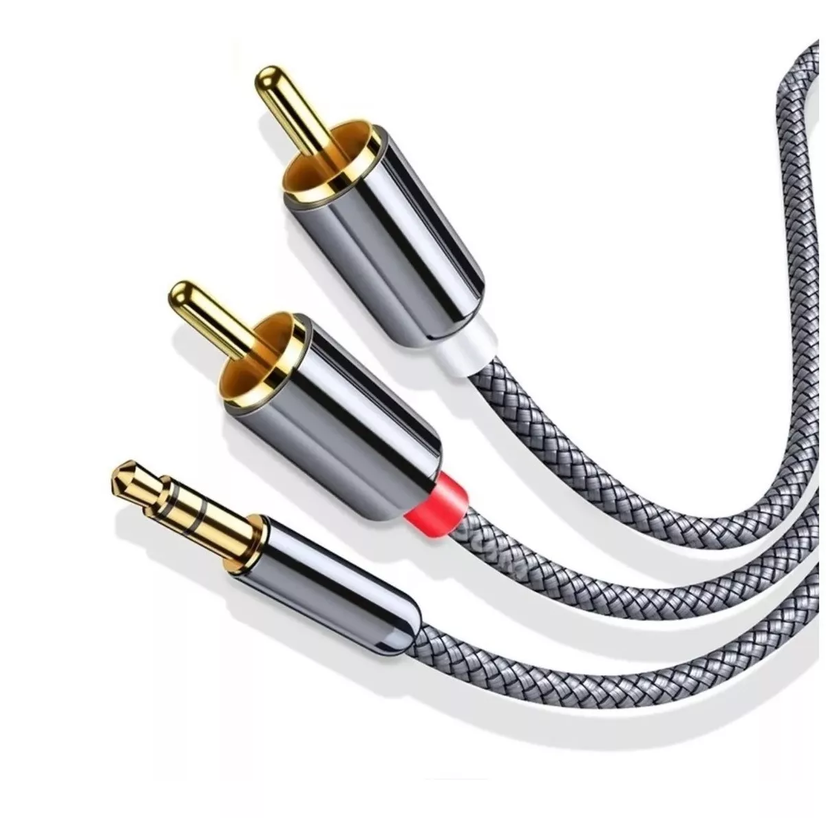 Cable De Audio Auxiliar De 2 M Con Conector 3.5mm A 2 Rca