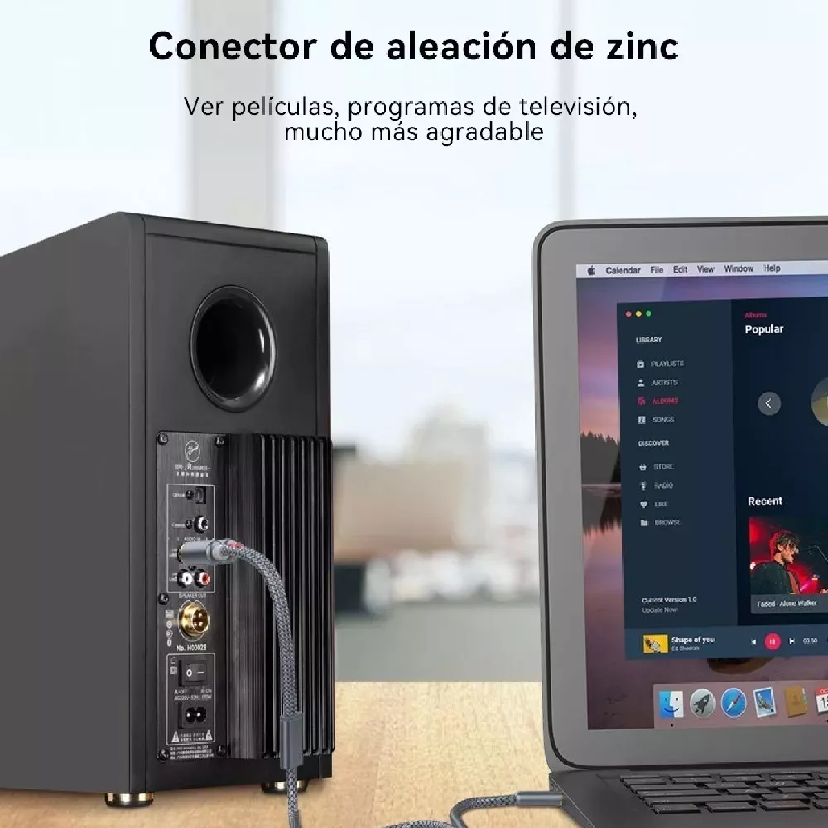 Cable De Audio Auxiliar De 2 M Con Conector 3.5mm A 2 Rca