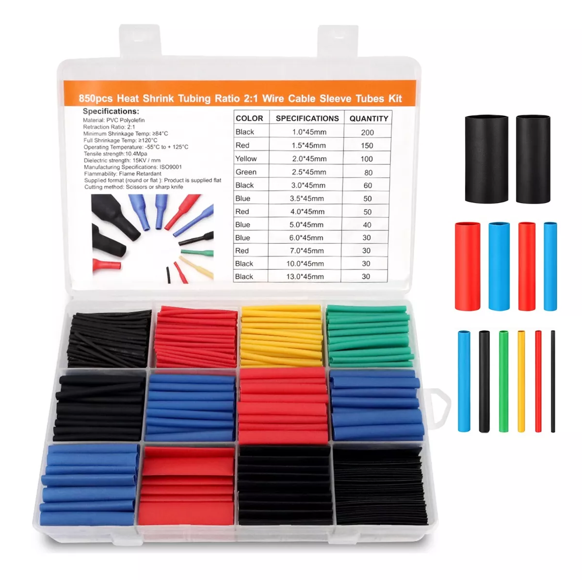 Kit Tubo Termoretractil Multimedidas Aislante Con Caja