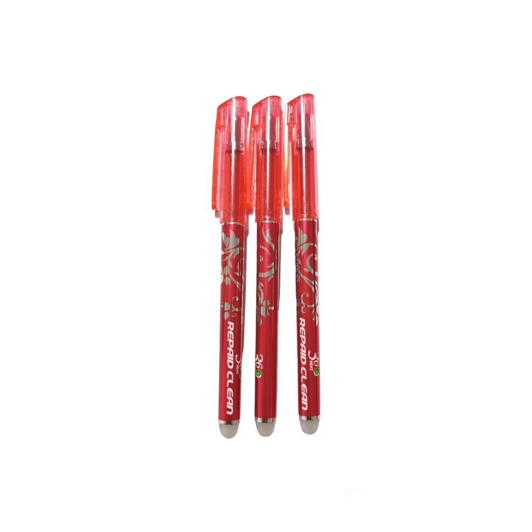 Set de 12 plumas de tinta Roja Borrable 