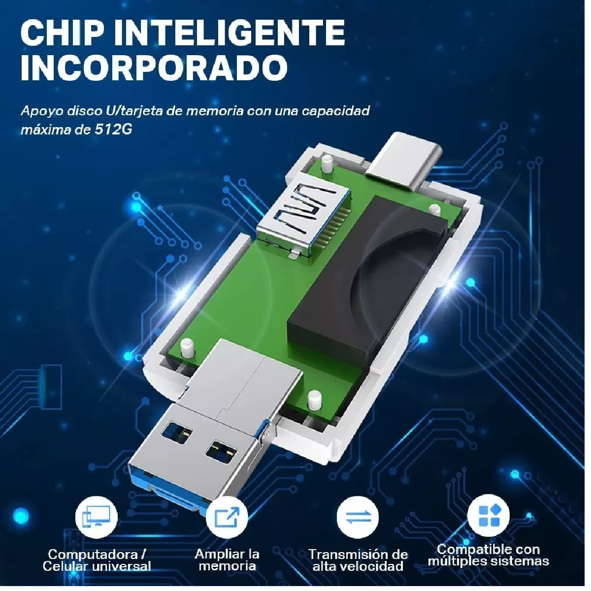 Adaptador Micro USB OTG a USB 2.0 Lector de tarjetas SD/Micro SD