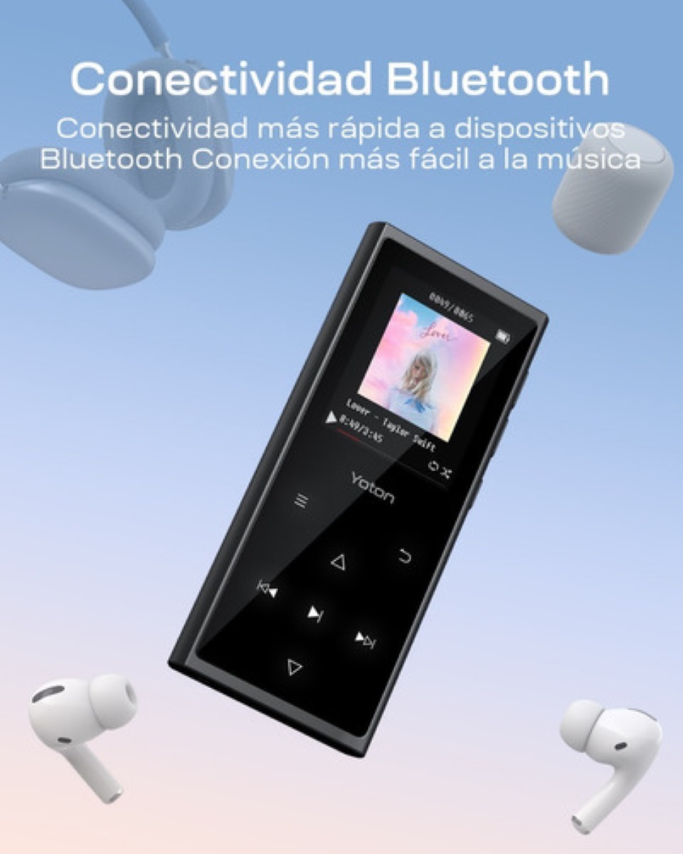 Reproductor Mp3 Bluetooth Pantalla Táctil Con Bocina Y 80gb Negro