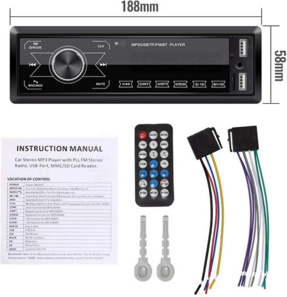 Estéreo Para Auto Con Pantalla Táctil Y Entrada Aux Usb Sd